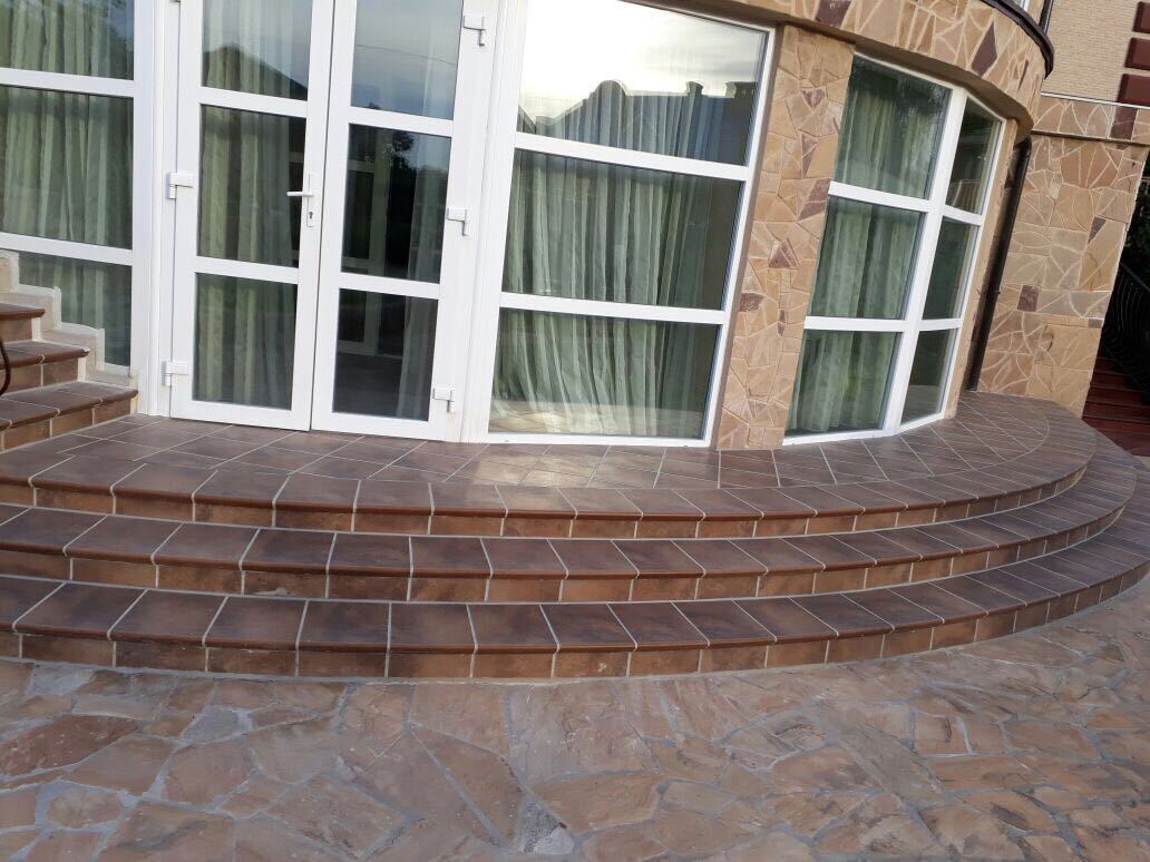 Монтаж клинкерных ступеней и плитки