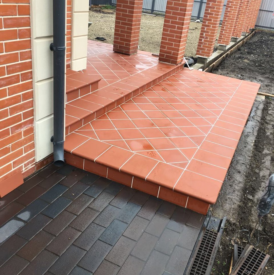 Монтаж клинкерных ступеней и плитки