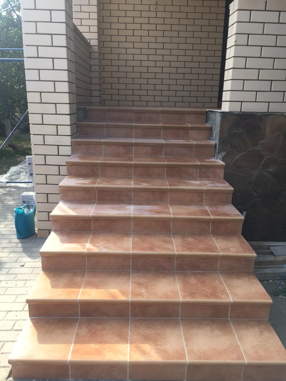 Монтаж клинкерных ступеней и плитки